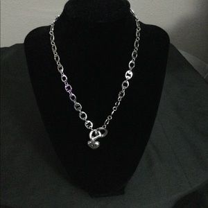 Silver chain heart pendant necklace-costume jewelry